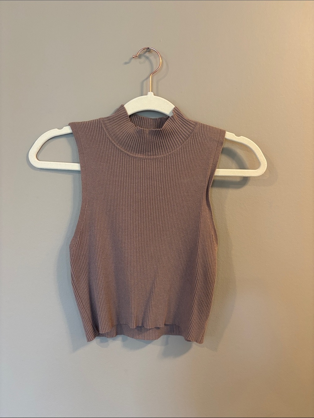 Sleeveless Ribbed Mock Neck Top